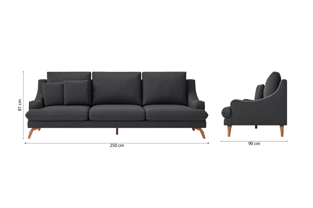 Savona 4 Seater Sofa Dark Grey Linen Fabric