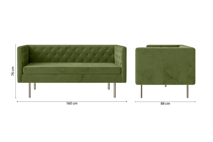Spezia 2 Seater Sofa Lime Velvet