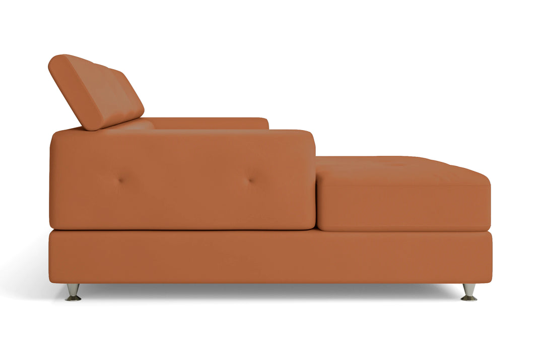 LIVELUSSO Chaise Lounge Sofa Vicenza 3 Seater Left Hand Facing Chaise Lounge Corner Sofa Tan Brown Leather
