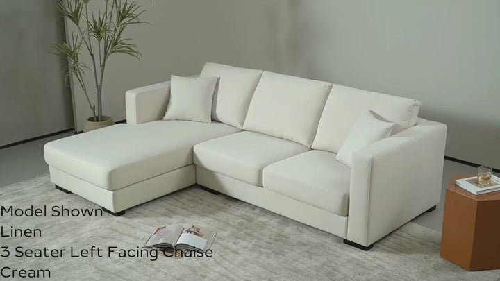 Messina 3 Seater Sofa Dark Grey Linen Fabric